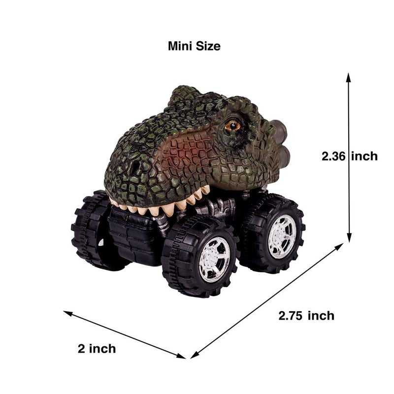 DINOBROS Pull Back Dinosaur Car Toys 4 Pack Dino Toys for 3 Year Old Boys and Toddlers T-Rex Dinosaur Games Monster Trucks - Image 5